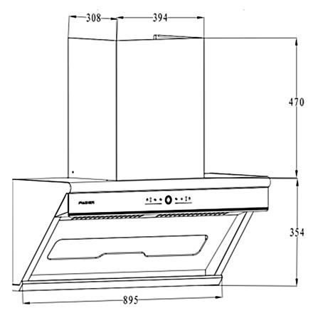 FABER CHIMNEY HOOD FABERJET XENON BLACK 90CM 1600M3/H