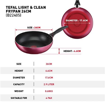 B22407+B22405 - TEFAL COOKWARE LIGHT & CLEAN FP 30CM + FP 26CM