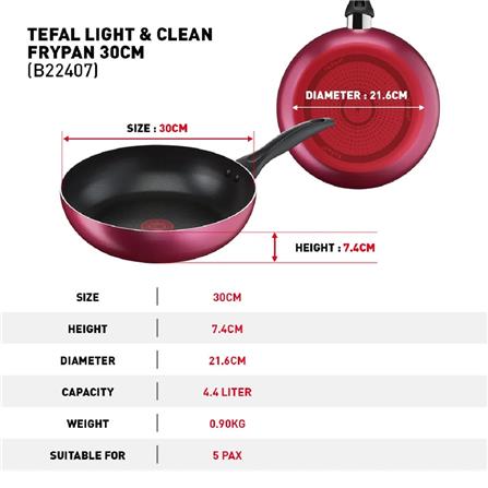 B22407+B22405 - TEFAL COOKWARE LIGHT & CLEAN FP 30CM + FP 26CM