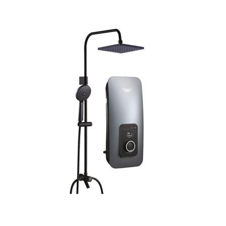 RUBINE SHOWER HEATER DC PUMP WITH RAIN SHOWER CE521D-MRIG IRON GREY (MATTE BLACK SHOWER ACCESORIES SET)