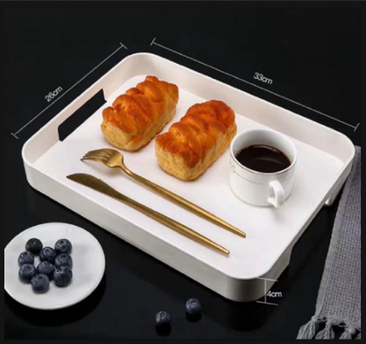 KECH  TRAY STEEL 38x25x5CM KECH WOOD HANDLE W