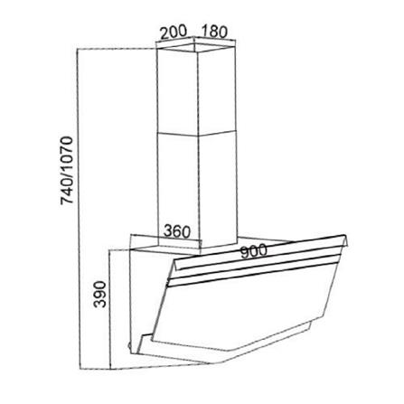 ELBA CHIMNEY HOOD ZITTO EH-M9138ST(BK) 90CM 1400M3/H