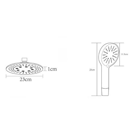 RASLAND RAIN SHOWER RAIN-BKK STAINLESS STEEL BLACK (H115XW20XD34 CM)