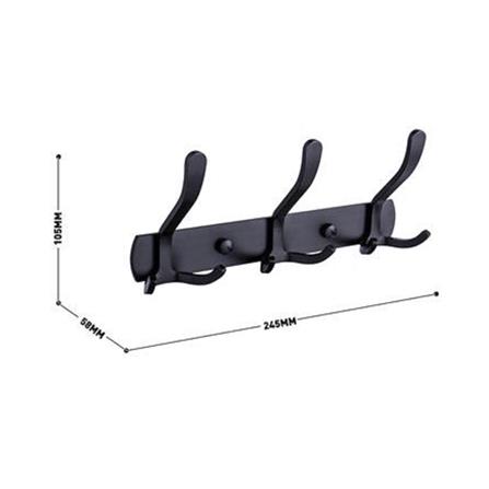 RASLAND HOOK 3 RA 1234-BLACK ALUMINIUM (H10.50XW24.50XD5.80 CM)