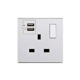 13A 1GANG FLAT PIN WITH 2USB 721384 WHITE SIMON