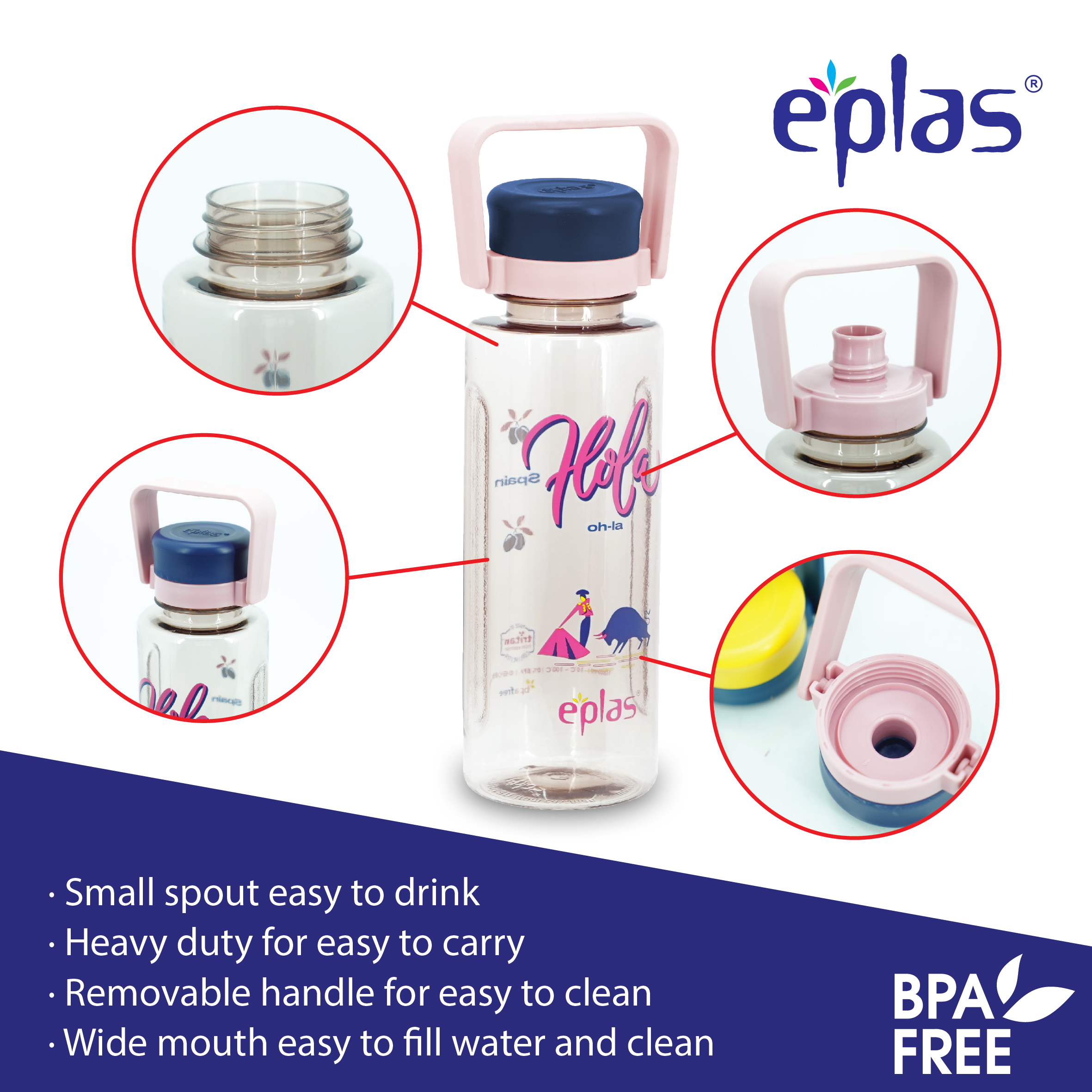 EPLAS WATER BOTTLE 1000ML TRITAN BPA-FREE 5EGC-1000BPA