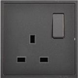 SIMON 13A 1 GANG FLAT PIN SOCKET H701382 BLACK