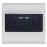 SIMON 13A 2 GANG 1 WAY SWITCH SOCKET 724583/582 BLACK