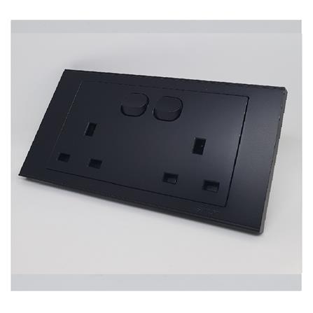 SIMON 13A 2 GANG 1 WAY SWITCH SOCKET 724583/582 BLACK