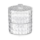 2TIER ROUND COSMETIC STORAGE WITH LID 10.2X12.2CM CLEAR STACKO