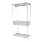 CLOTHES RACK WITH SHELF AND STORAGE PLIM 90X45X180CM WHITE