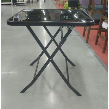 SPRING GLASS SQUARE TABLE BLACK H70X70X70 CM
