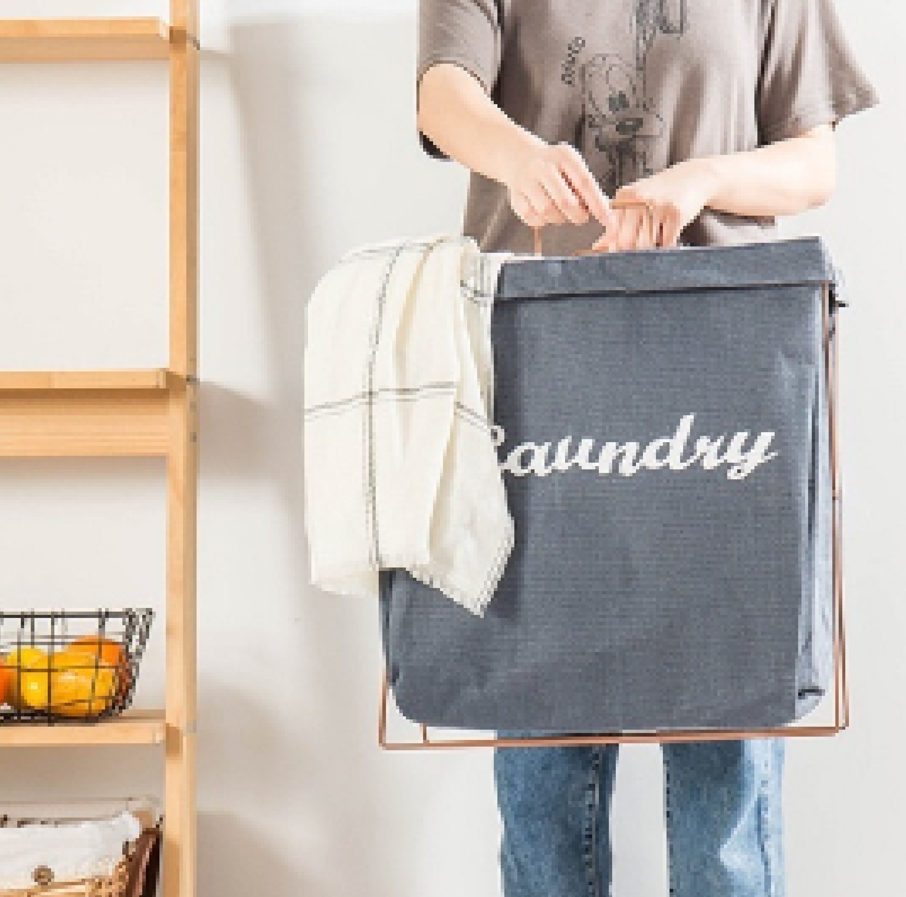 COSSY+ LAUNDRY BASKET CP-1236-GREY (H49XW40XD23 CM)