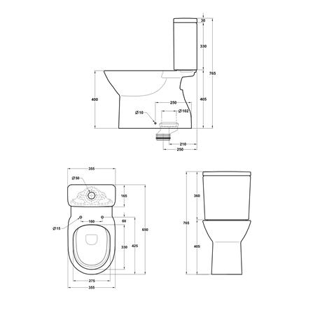 JOHNSON SUISSE SIENA 2P TOILET SET (RIMLESS) WBSESN101WW+WBTS800179WW WHITE