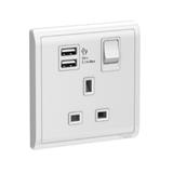 PIENO 13A 1 GANG SWITCH SOCKET W/USB WE SCHNEIDER