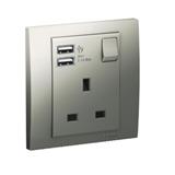 VIVACE 13A 1 GANG SOCKET WITH USB AS SCHNEIDER