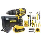 STANLEY CORDLESS 20V HAMMER DRILL WITH 119PCS ACCESSORIES (BATTERY INCLUDED)