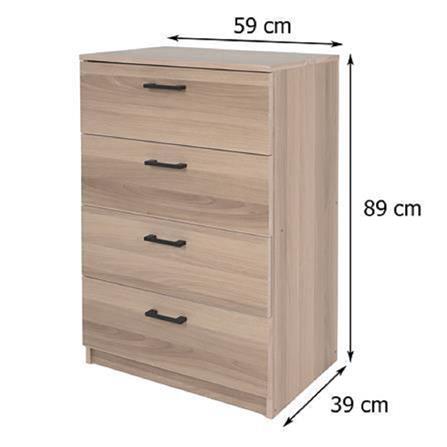 CHEST 4 DRAWER AMORE 89CM WHITE OAK