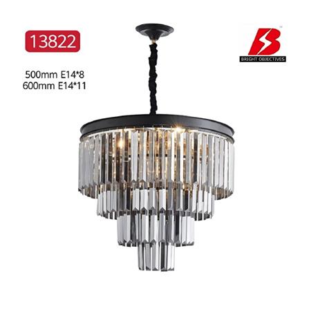 BO CHANDELIER 13822 500mm E14*8 BLACK 20INCH