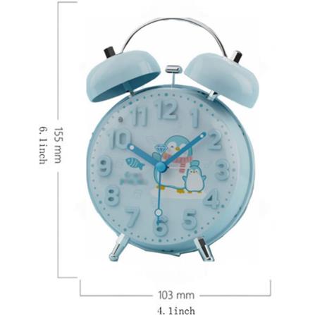 ECHT 4 INCH ALARM CLOCK FOR KIDS CARTOON PENGUIN BLUE