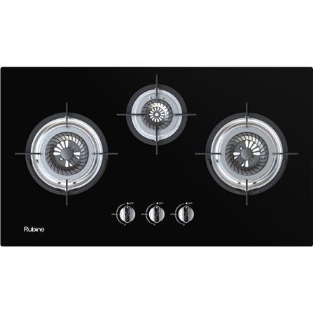 RUBINE GAS HOB RGH-CALDO3B-BL 5.2+2.0KW 3BURNERS 80CM