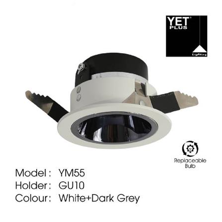YETPLUS RECESSED EYEBALL YM55 GU10 ROUND WHITE DARK GREY