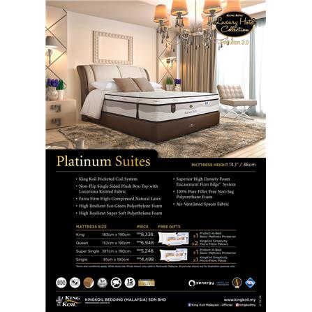 KINGKOIL LUXURY HOTEL COLLECTION 2.0 PLATINUM SUITE MATTRESS 6'