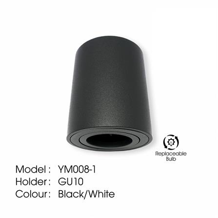 YETPLUS SURFACE EYEBALL YM008-1 GU10 ROUND BLACK