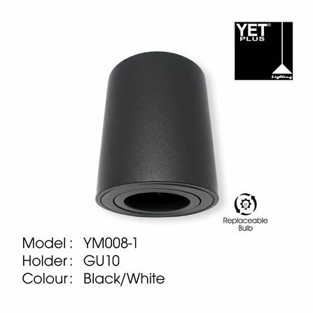 YETPLUS SURFACE EYEBALL YM008-1 GU10 ROUND BLACK