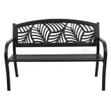 PATIO IRON BENCH SPRING EVELYN PALM BRONZE