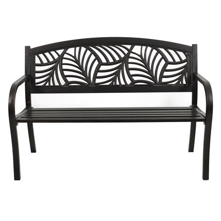 PATIO IRON BENCH SPRING EVELYN PALM BRONZE