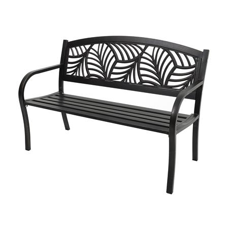 PATIO IRON BENCH SPRING EVELYN PALM BRONZE