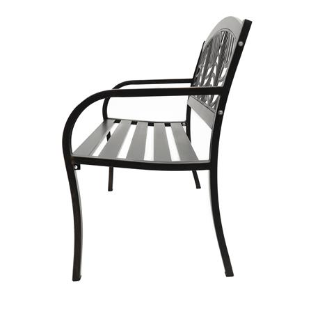 PATIO IRON BENCH SPRING EVELYN PALM BRONZE