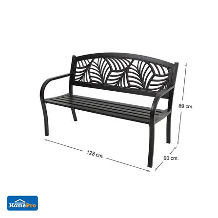 PATIO IRON BENCH SPRING EVELYN PALM BRONZE