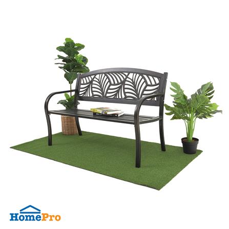 PATIO IRON BENCH SPRING EVELYN PALM BRONZE