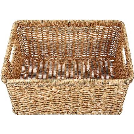CLOTH BASKET TALL SQUARE SAAN S 27.5X18X14CM BROWN PLIM