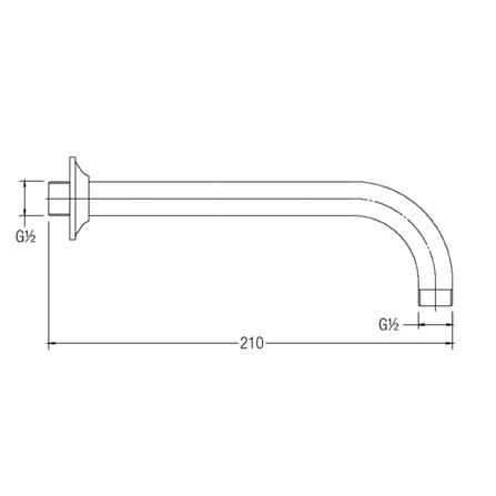 JOHNSON SUISSE BRASS SHOWER ARM AND FLANGE LENGTH : 200MM WBFA300577CP