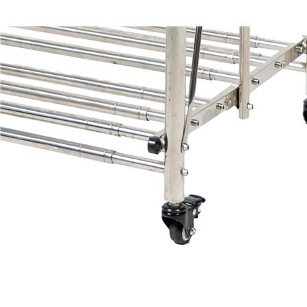 2-BAR ADJUSTABLE FOLDING STAINLESS STEEL CLOTHES RACK WITH CASTERS MHT 15-50X75-115X160-180CM