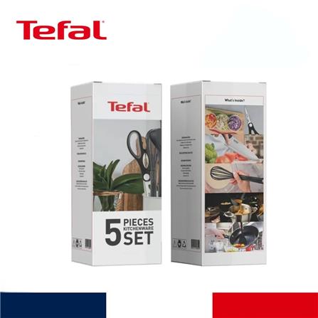 TEFAL KITCHENWARE 5 PCS SET (CHEF KNIFE 15CM + KITCHEN SHEARS 21CM + LADLE SPATULA + WOK SPATULA + BIEVENUE WHISKS)