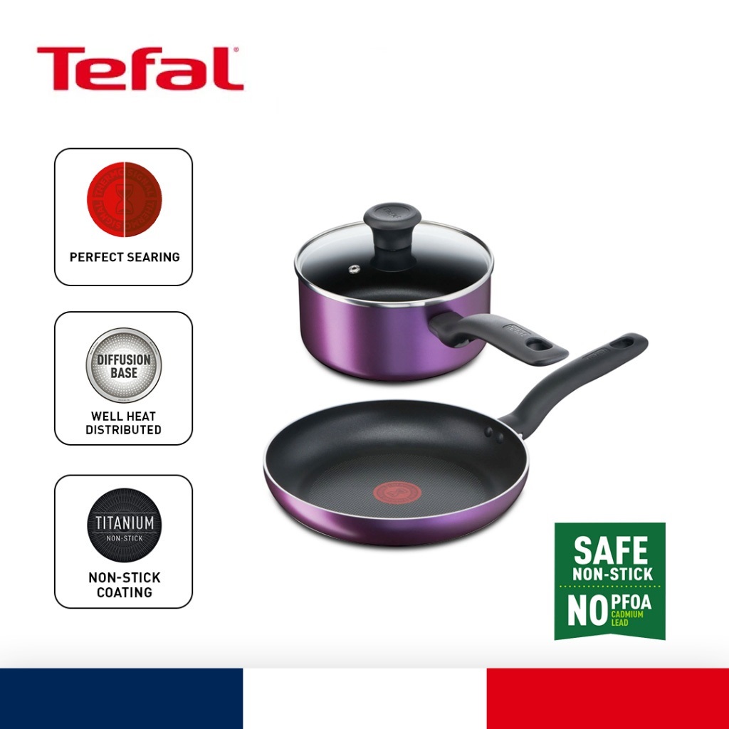 TEFAL B504S2 COOKING SOURCE 3 PC SET FRYPAN 24 CM + SAUCEPAN 18 CM + LID.