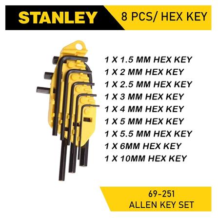 L-SHAPE HEX KEY SET 1MM-6MM 8PCS/EA STANLEY