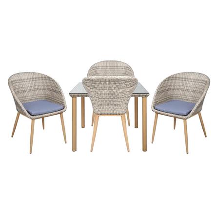 4-SEAT PE RATTAN PATIO SET SPRING HOLLY LIGHT GREY [EXCLUSIVE FROM HOMEPRO THAILAND]