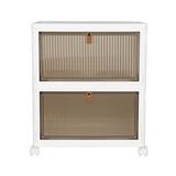 2-TIER STORAGE CABINET WITH WHEELS STACKO 39X28X44.5CM WHITE/BROWN