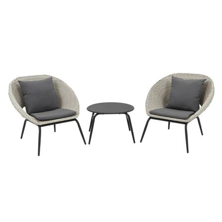 2-SEAT PE RATTAN PATIO SET SPRING SAND LIGHT GREY [EXCLUSIVE FROM HOMEPRO THAILAND]