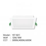 YETPLUS RECESSED DOWNLIGHT LED 5011 12W DAYLIGHT (6500K)SQUARE 5"