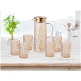 AMBER GLASS 7PC DRINK SET JHXDV07349SP (JUG 1500ML + 6PCS TUMBLER 255ML)