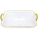 COSSY RECTANGULAR TRAY WITH GOLD RIM HANDLES 42 CM X 26 CM