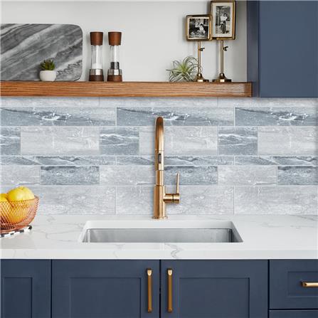 TARA PEEL & STICK ALUMINIUM WALL STICKER 30.5X30.5CM BLUE MARBLE 2IN1