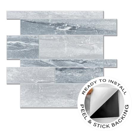 TARA PEEL & STICK ALUMINIUM WALL STICKER 30.5X30.5CM BLUE MARBLE 2IN1