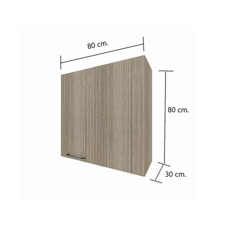 WPC RIGHT CORNER WALL CABINET WITH BLACK HANDLE ENZO 80X80 CM EMPIRE OAK [EXCLUSIVE FROM HOMEPRO THAILAND]